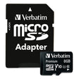 Verbatim Premium microSDHC Memory Card With Adapter UHS-1 Class 10 TAA 8GB