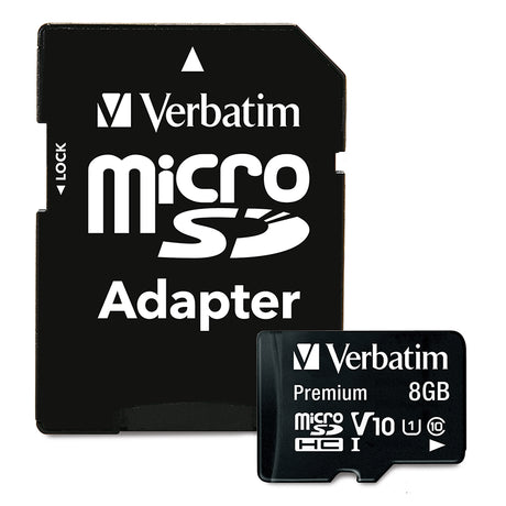 Verbatim Premium microSDHC Memory Card With Adapter UHS-1 Class 10 TAA 8GB