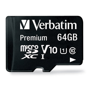 Verbatim Premium microSDXC Memory Card With Adapter UHS-1 Class 10 TAA 64GB