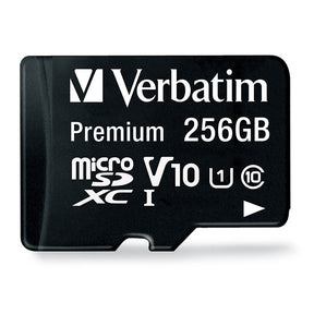 Verbatim Premium microSDXC Memory Card With Adapter UHS-1 Class 10 TAA 256GB