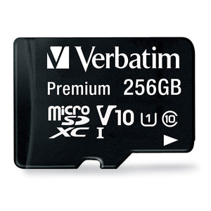 Verbatim Premium microSDXC Memory Card With Adapter UHS-1 Class 10 TAA 256GB