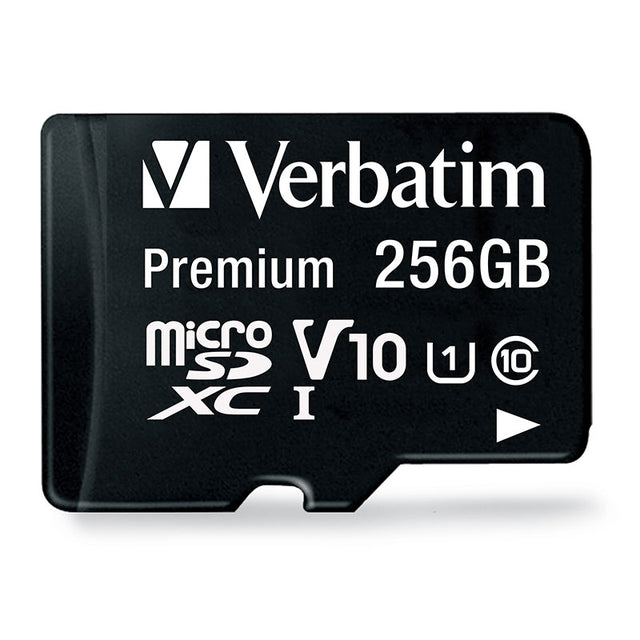 Verbatim Premium microSDXC Memory Card With Adapter UHS-1 Class 10 TAA 256GB