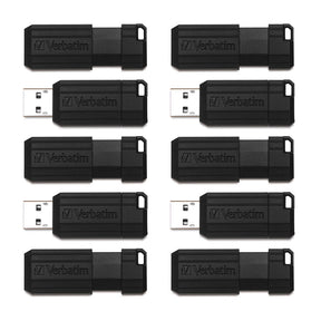 Verbatim Pinstripe USB Flash Drive Black 10PK Business pack 64GB