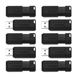 Verbatim Pinstripe USB Flash Drive Black 10PK Business pack 64GB