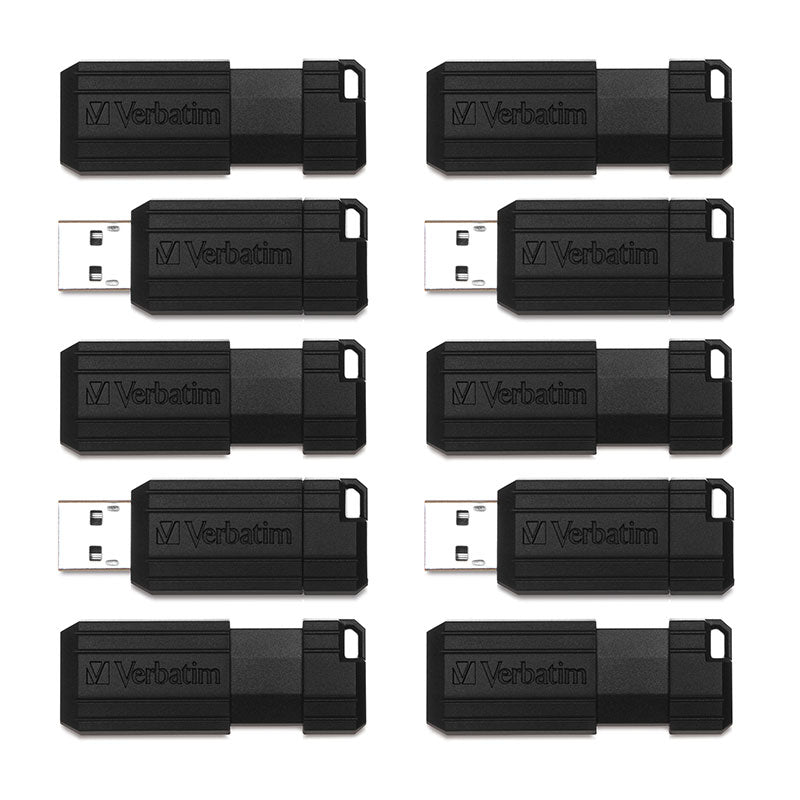 Verbatim Pinstripe USB 3.2 Gen 1 Flash Drive Black 10PK Business Pack 32GB