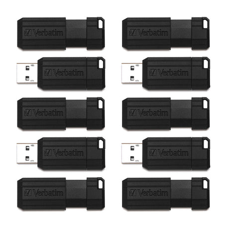 Verbatim Pinstripe USB 3.2 Gen 1 Flash Drive Black 10PK Business Pack 32GB