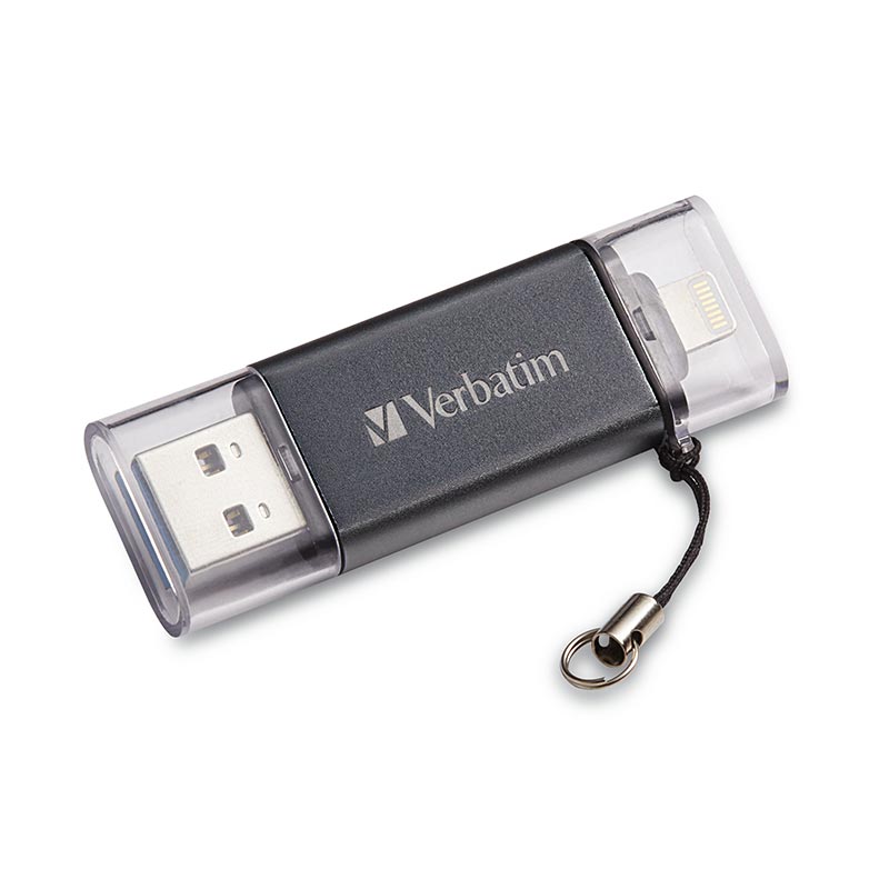 Verbatim 128GB Store 'n' Go Dual USB 3.2 Gen 1 Flash Drive for Apple Lightning Devices Graphite