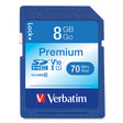 Verbatim Premium SDHC Memory Card 133X Class 10 TAA 8GB