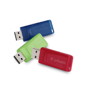 Verbatim Store 'n' Go USB Flash Drive Red Green Blue 3PK TAA MICROBAN 8GB