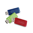 Verbatim Store 'n' Go USB Flash Drive Red Blue Green 3PK 16GB