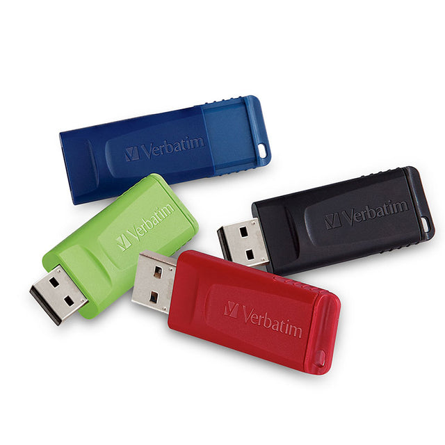 Verbatim Store 'n' Go USB Flash Drive 4/PK Blue Green Red Black 16GB