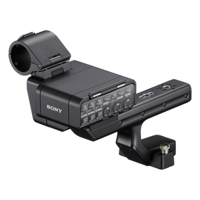 Sony XLR-H2 Handle Unit for FX5, angled view showing XLR inputs and gain controls