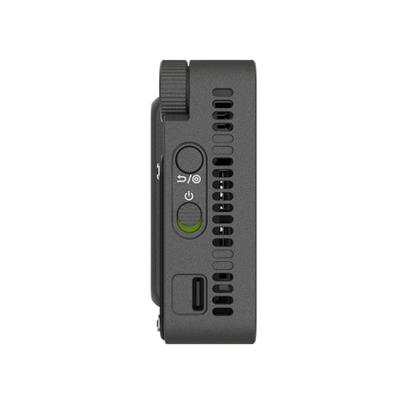 amaran Ace 25c Charcoal side view showing power button, back button and USB-C charging port
