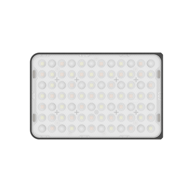 amaran Ace 25c RGBWW LED Light in Charcoal, front view of the LED panel
