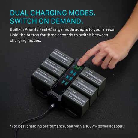 Tilta Foldable Charging Station for L-Series/NP-F Battery Kit (2 Batteries) - Black