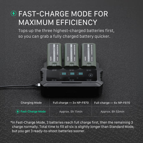 Tilta Foldable Charging Station for L-Series/NP-F Battery Kit (2 Batteries) - Black
