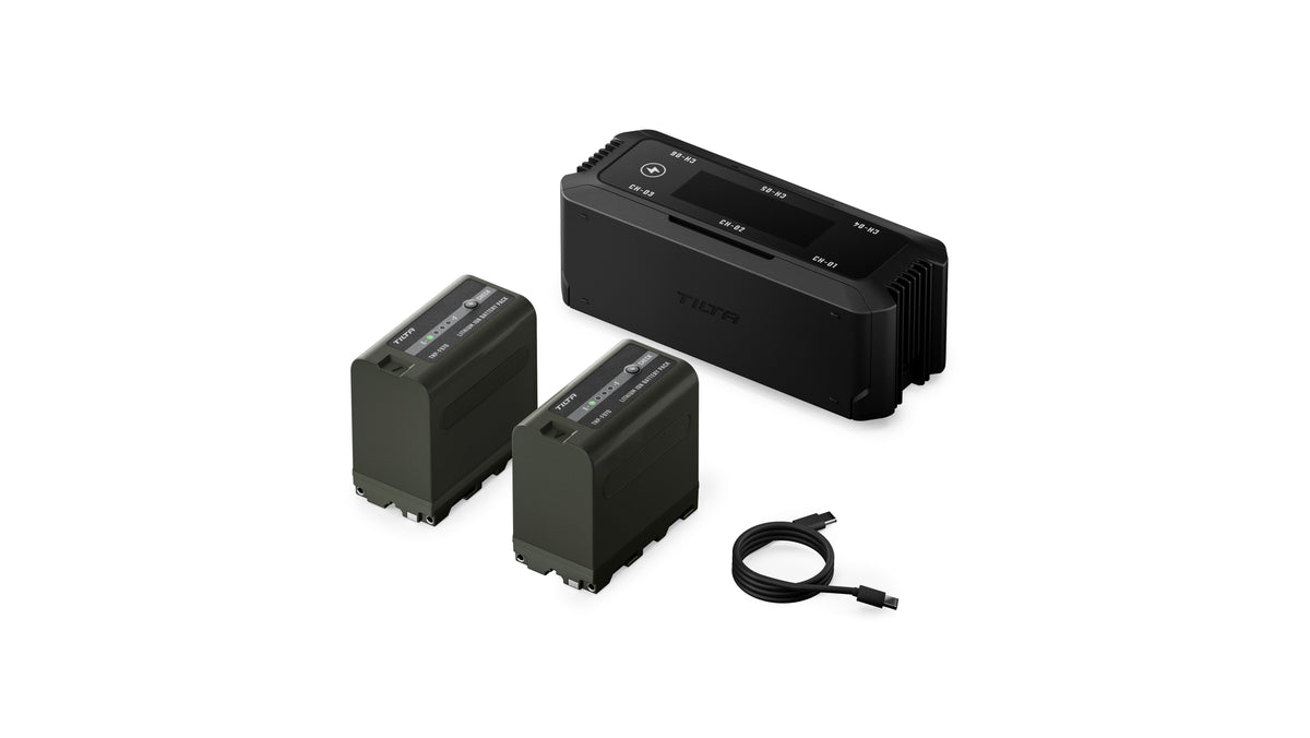 Tilta Foldable Charging Station for L-Series/NP-F Battery Kit (2 Batteries) - Black (TBC-NPF-A-B)