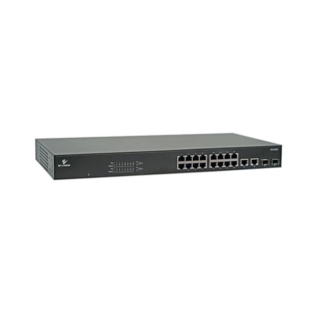 EtherWAN Unmanaged 16-Port Gigabit PoE Ethernet Switch with 2-Port SFP and 2-Port RJ45