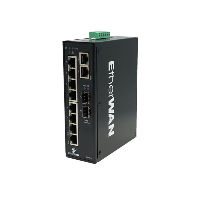EtherWAN Hardened Unmanaged 8-Port Gigabit PoE and 2-Port Gigabit RJ45/SFP Combo Ethernet Switch