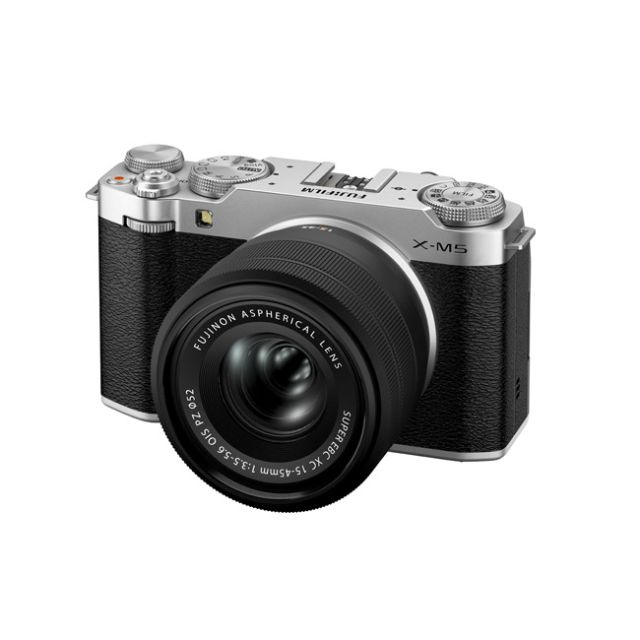 Fujifilm X-M5 Mirrorless Camera (Silver) with XC15-45mmF3.5-5.6 OIS PZ Lens Kit