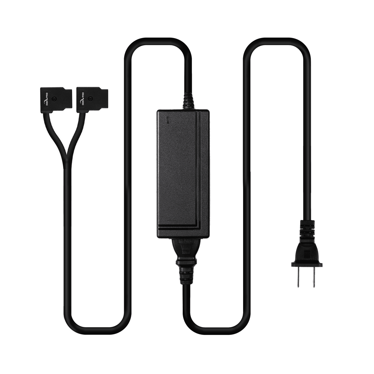 Indipro 12V AC Power Supply to Dual Female D-Tap Outputs (8')