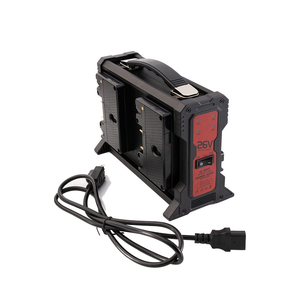 Indipro 2x Micro-Series 26V 265Wh Gold Mount Li-Ion Batteries and 26V Gold Mount Quad Charger Kit