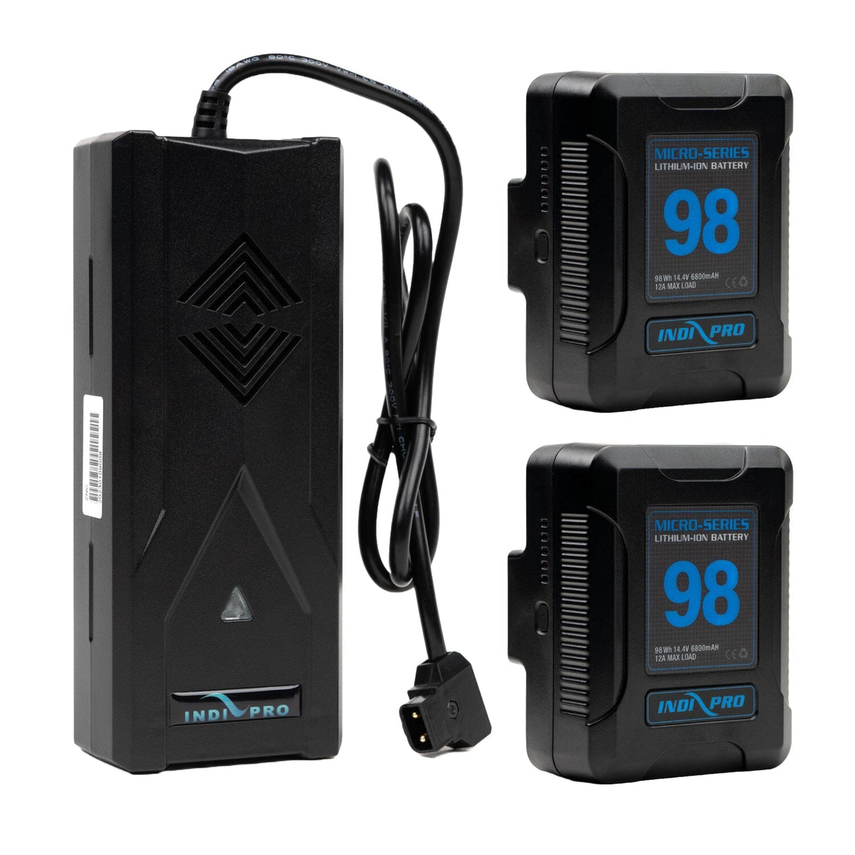 Indipro 2x Micro-Series 98Wh Gold-Mount Battery and D-Tap Pro Battery SuperCharger Kit