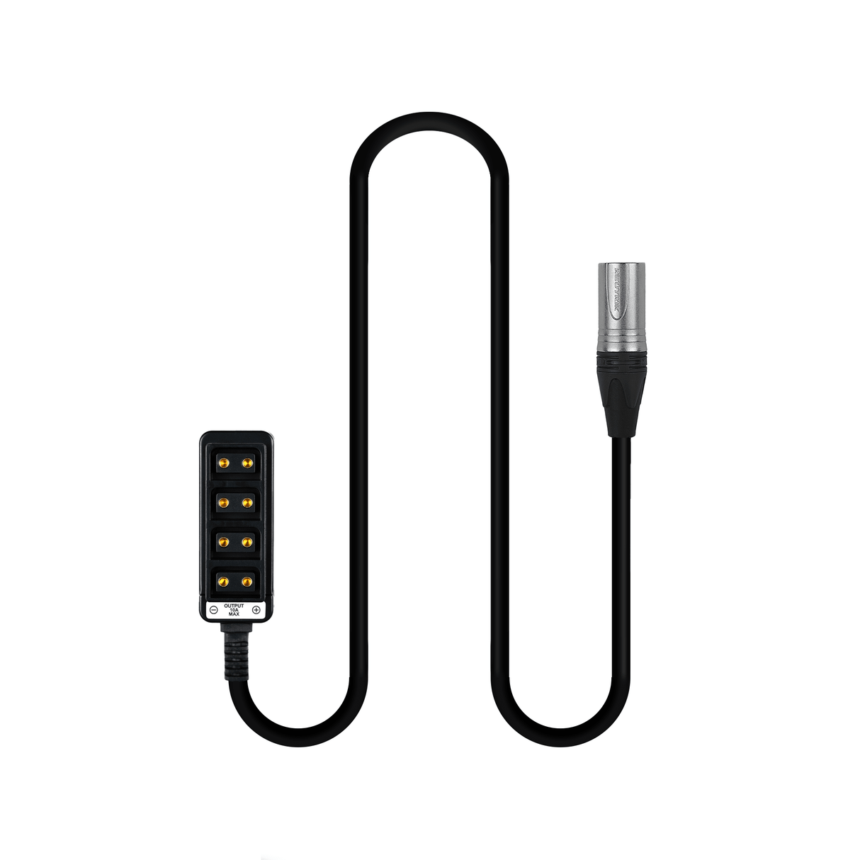 Indipro 3-Pin Male XLR Power Cable to 4x Female D-Tap Outputs (22")