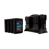 Indipro 4x Compact 95Wh Gold-Mount Li-Ion Batteries and Quad Gold-Mount Battery Charger Kit