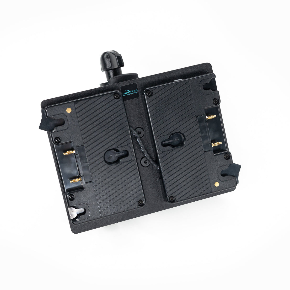 Indipro Dual Gold Mount Battery Plate with 3-Pin XLR Output & Locking Clamp