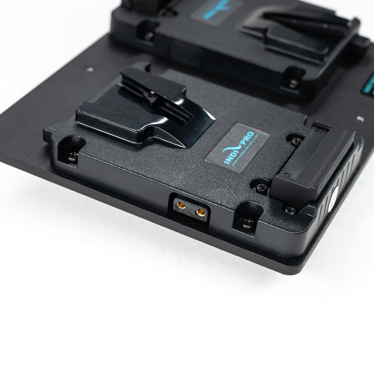 Indipro Dual V-Mount Adapter Plates w/ D-taps to V-Mount Lock Plate (Hot Swappable)