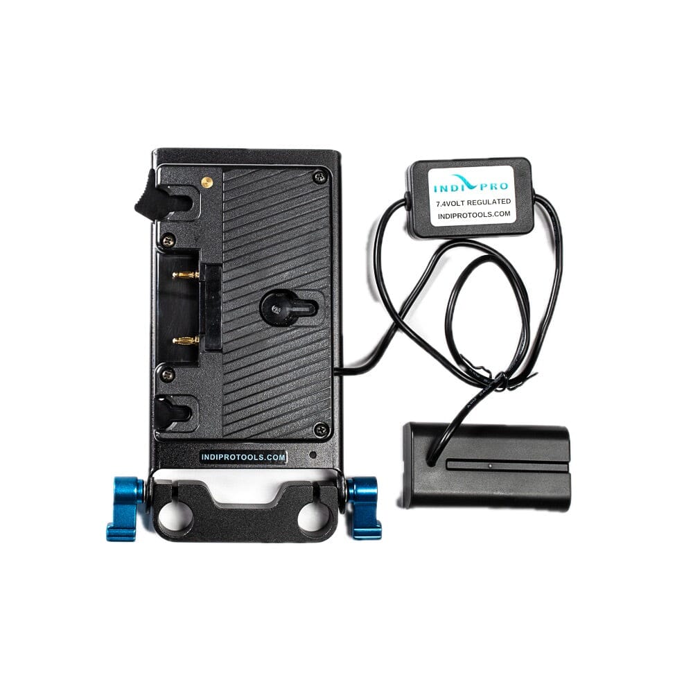 Indipro Gold Mount Battery Plate to Sony NP-F (L-Series) Dummy Battery with 15mm Rod Mount (20")