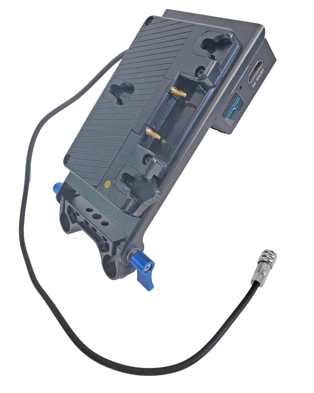 Indipro Gold Mount Battery Plate w/ HDMI to SDI Converter for BMPCC 4K/6K/6K Pro with 15mm Rod Mount (16")