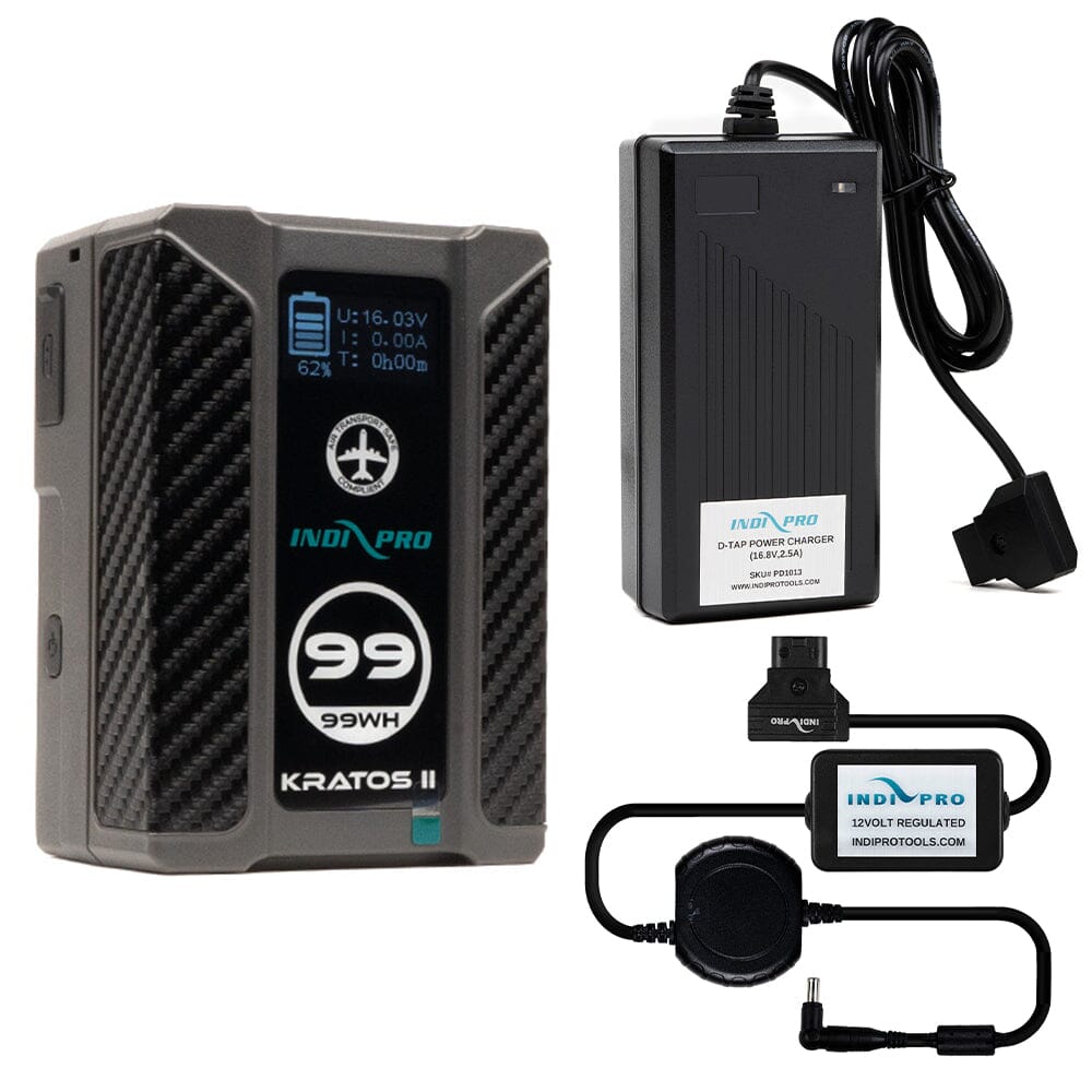 Indipro Kratos 99Wh V-Mount Battery, Charger & D-Tap for Sony PXW-FX9 Bundle