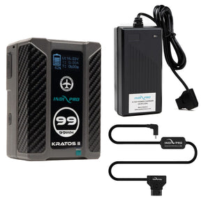 Indipro Kratos 99Wh V-Mount Battery, Charger & D-Tap to USB Type-C Connector Bundle