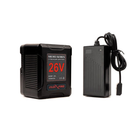 Indipro Micro-Series 26V 260Wh Lithium-Ion Battery (V-Mount) & D-Tap Charger Kit