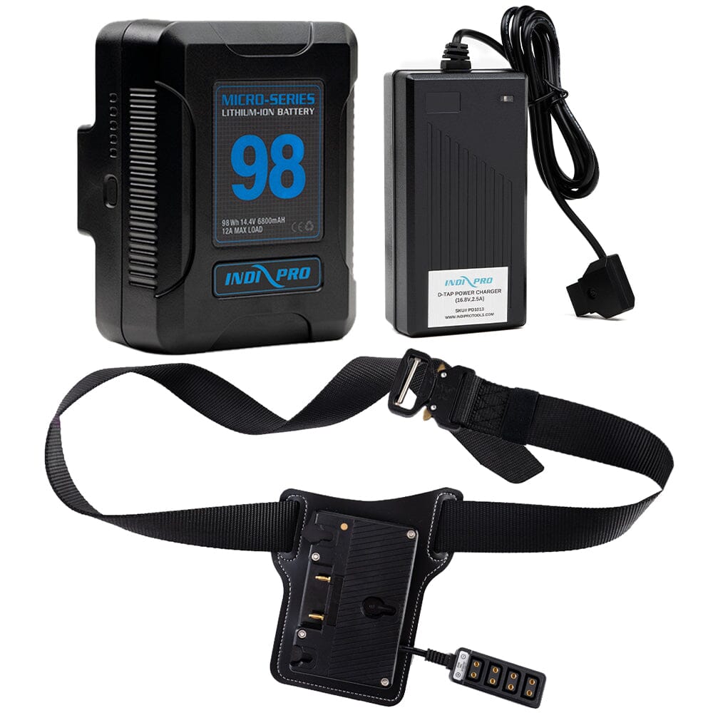Indipro Micro Series 98Wh Gold Mount Battery, Charger & Gold Mount Battery Belt Bundle