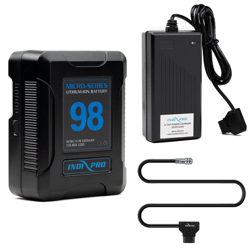 Indipro Micro Series 98Wh V-Mount Battery, Charger & D-Tap for BMPCC 4K/6K Bundle