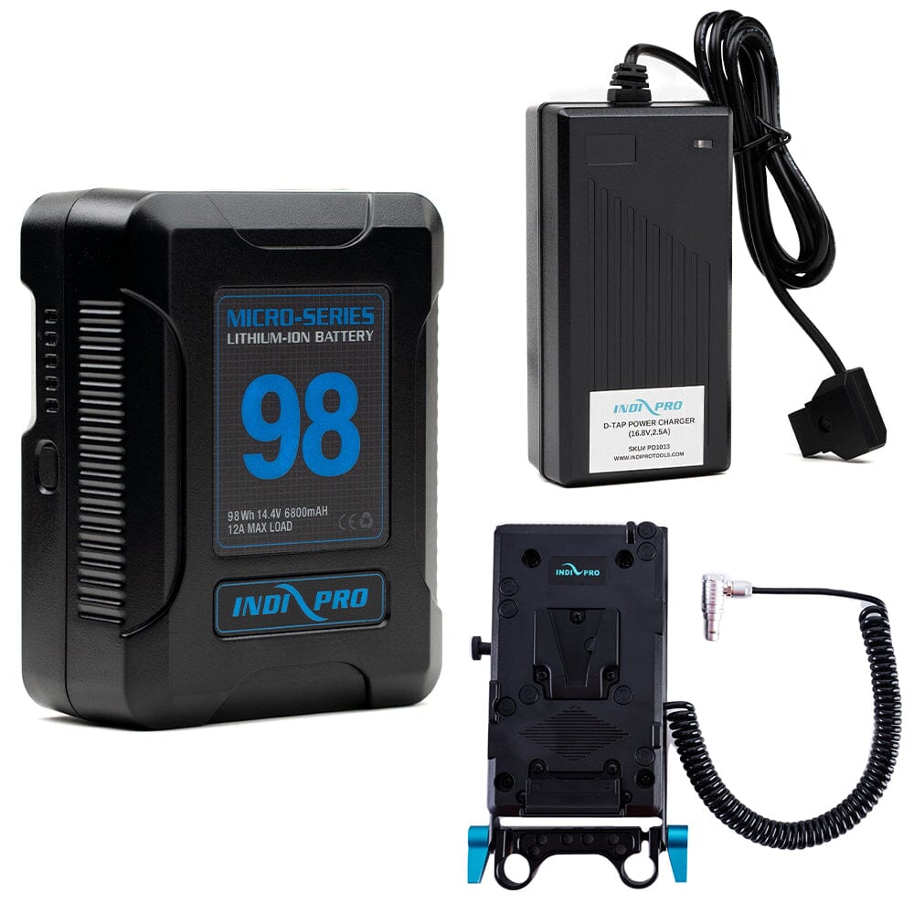 Indipro Micro Series 98Wh V-Mount Battery, Charger &  V-Mount Plate for RED KOMODO Bundle