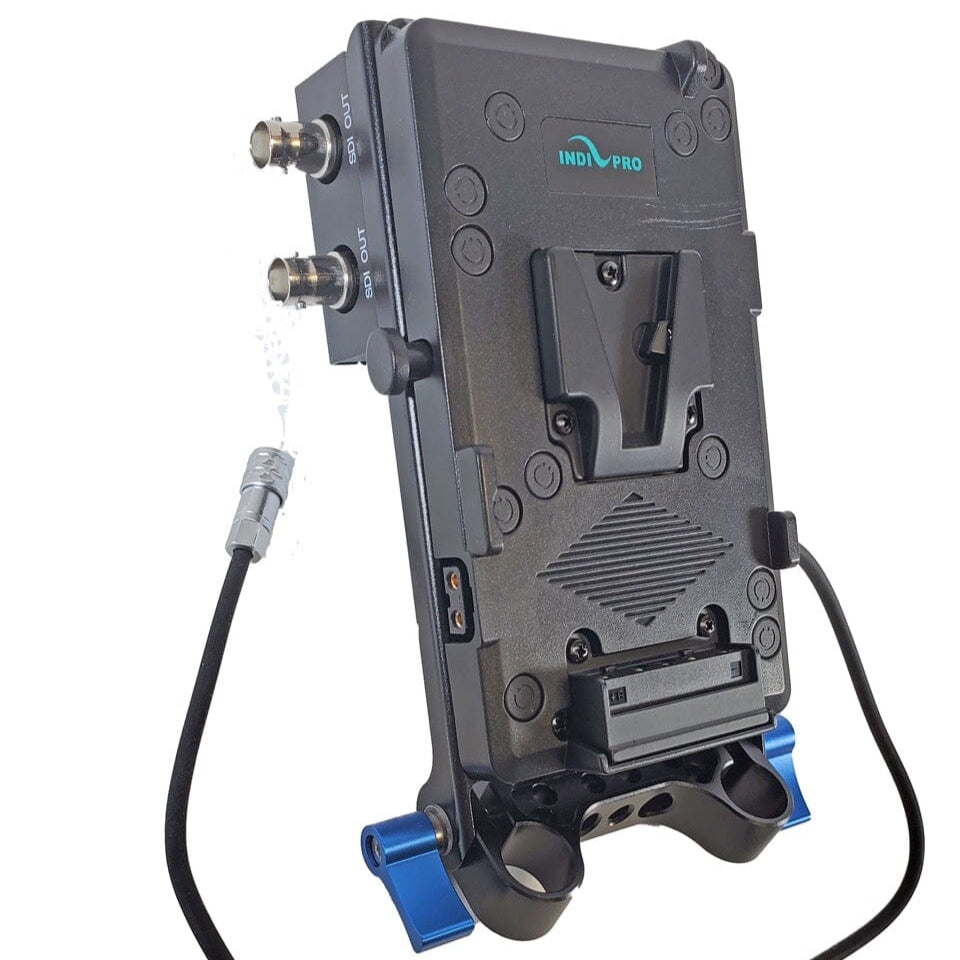 Indipro V-Mount Battery Plate w/ HDMI to SDI Converter for BMPCC 4K/6K/6K Pro with 15mm Rod Mount (16")