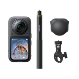 Insta360 X6 Essentials Bundle, Arctic White, with selfie stick and lens cap