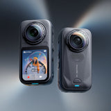 Insta360 X6 front and back view showing model name