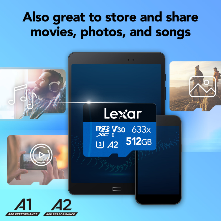 Lexar High-Performance 633x microSDXC UHS-I 512GB with SD Adapter — card back
