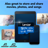 Lexar High-Performance 633x microSDXC UHS-I 512GB with SD Adapter — card back
