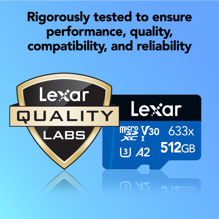 Lexar High-Performance 633x microSDXC UHS-I 512GB with SD Adapter — in use