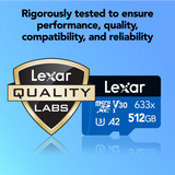 Lexar High-Performance 633x microSDXC UHS-I 512GB with SD Adapter — in use
