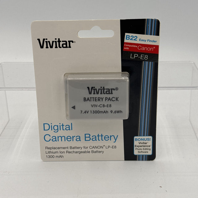 Used Vivitar VIV-CB-E8 (Canon LP-E8 replacement battery)
