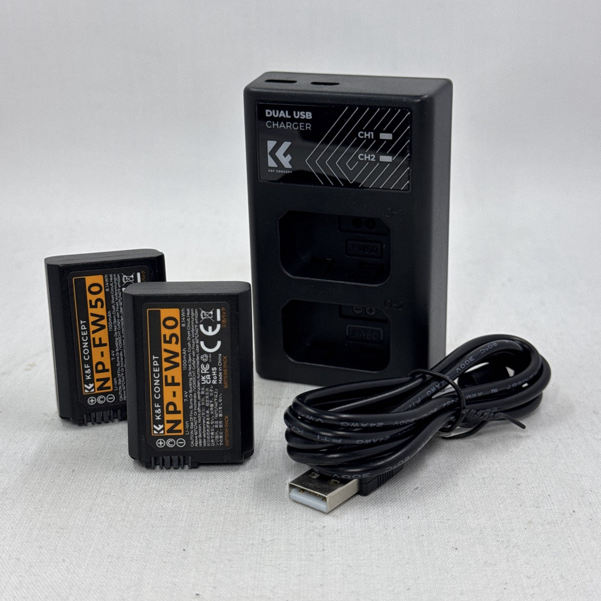 Used K&F Concept NP-FW50 Dual USB Charger Kit