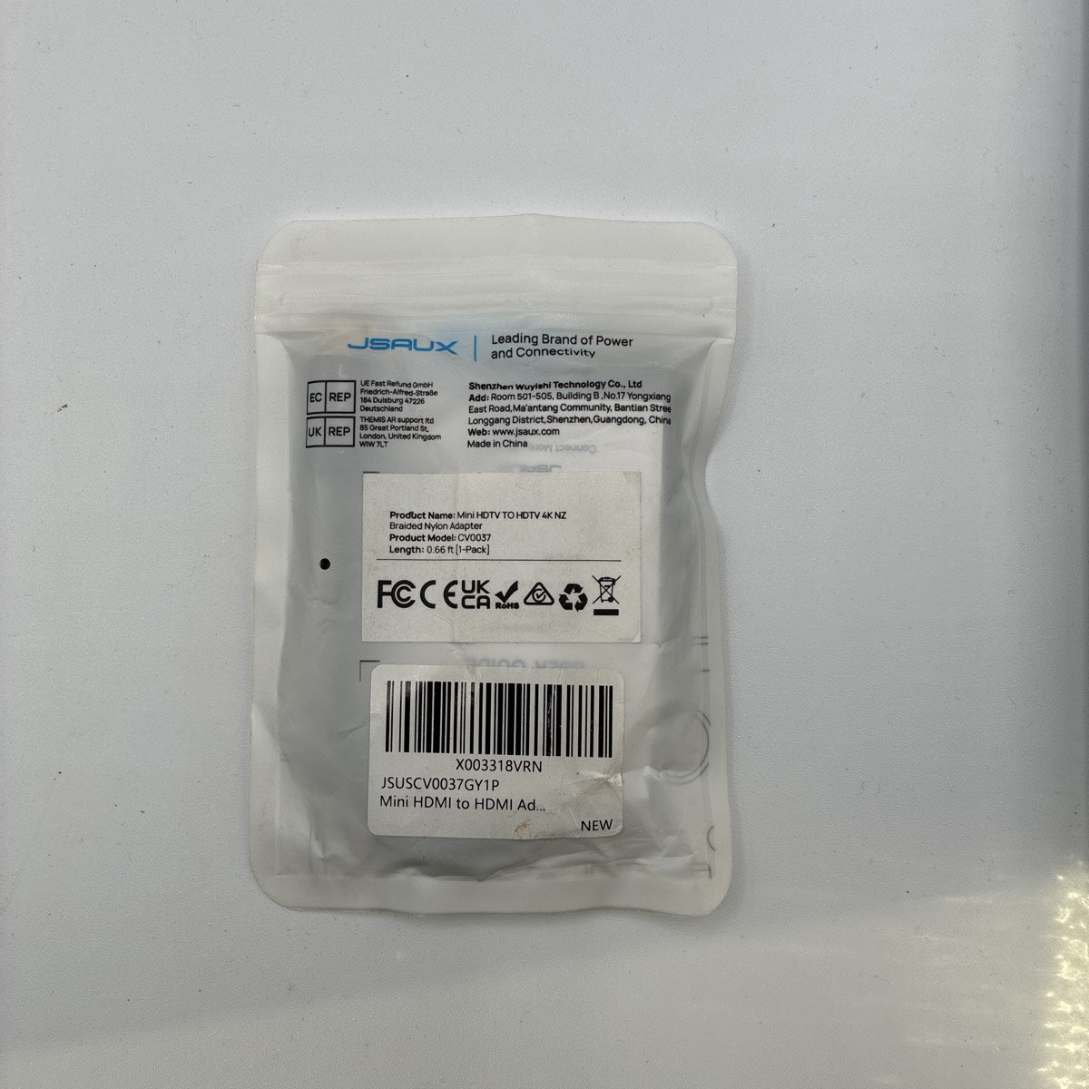 Used JSAUX Mini HDMI to HDMI Adapter Cable CV0037