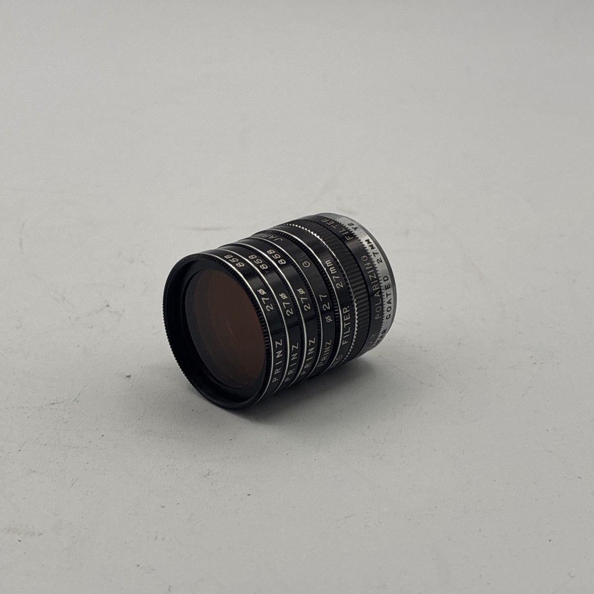 Used Various Brands 27mm Filter Set (Prinz 85B, Prinz G, Vivitar Polarizing, Vemar Coated, Tiesar Red)